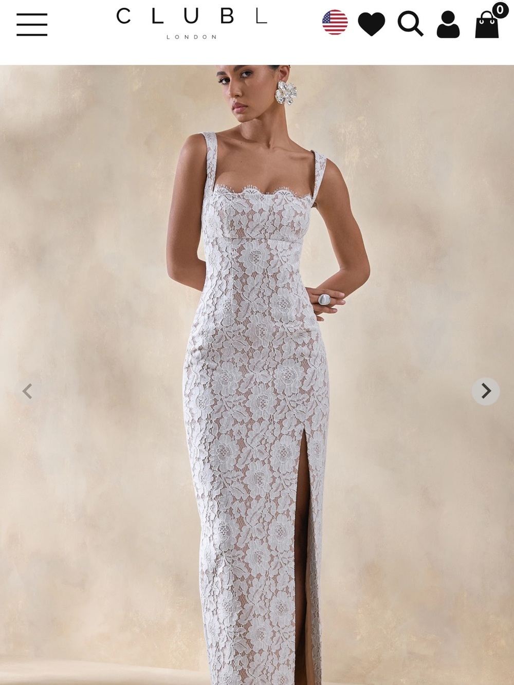 Club L London White Lace Maxi Dress with Thigh Slit